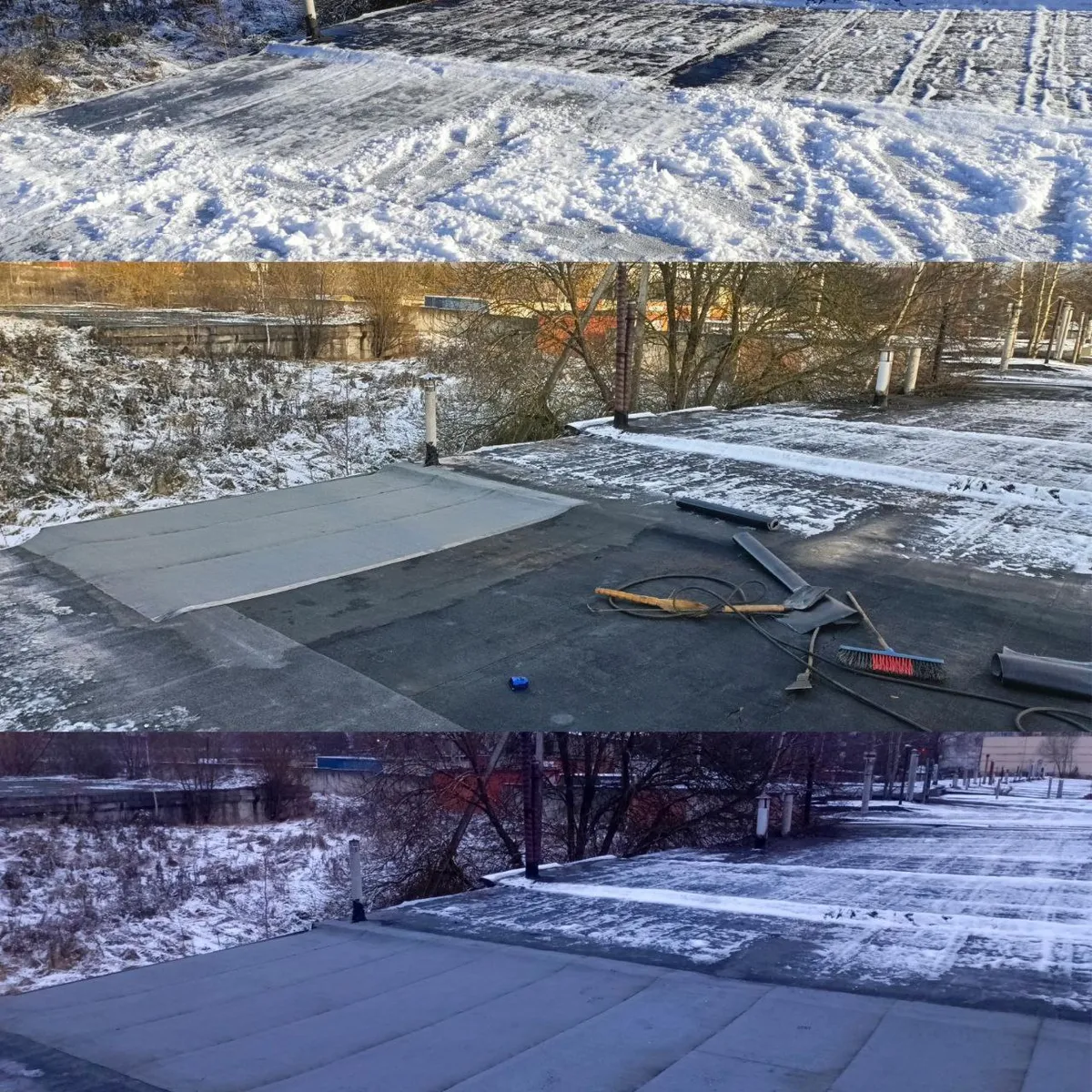 Локальный ремонт плоской кровли после града, Гродненская область